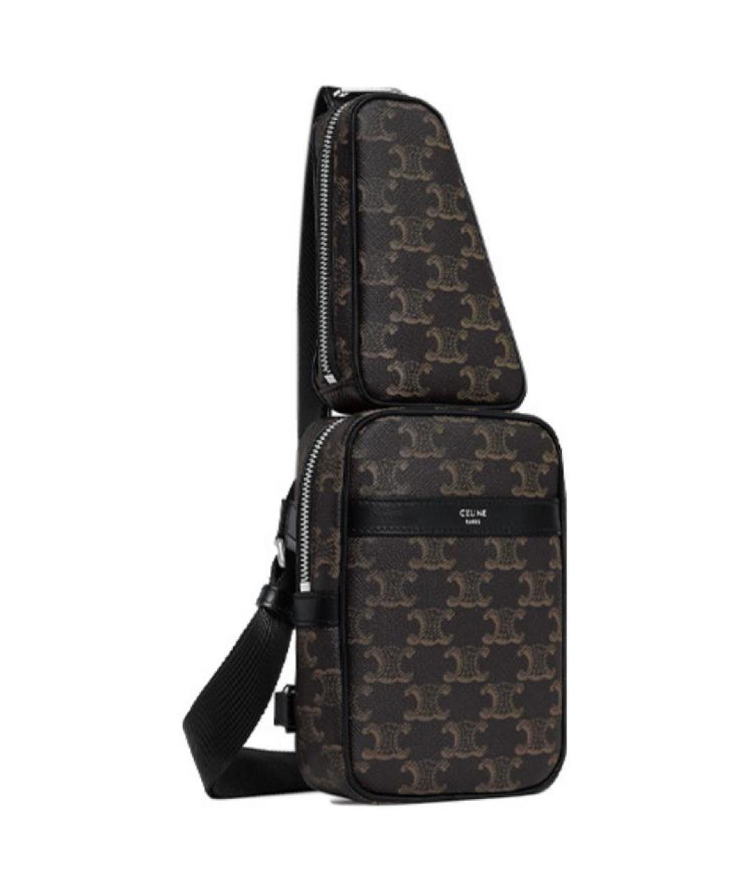 CELINE Коричневая кожаная сумка на плечо, фото 2