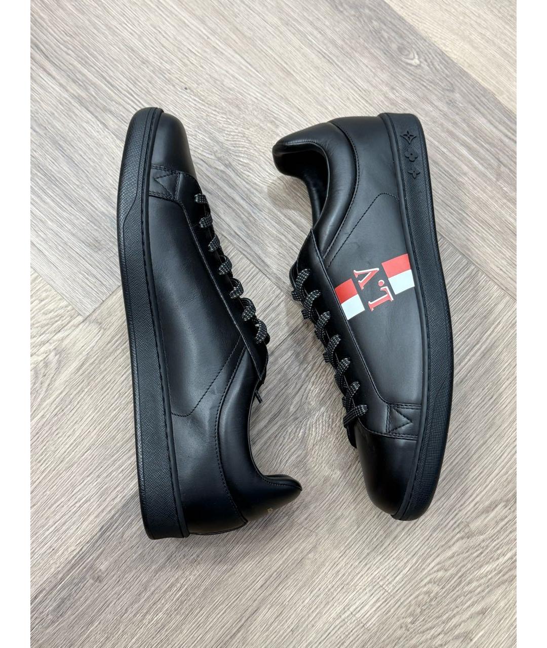 LOUIS VUITTON Черные кожаные низкие кроссовки / кеды, фото 3