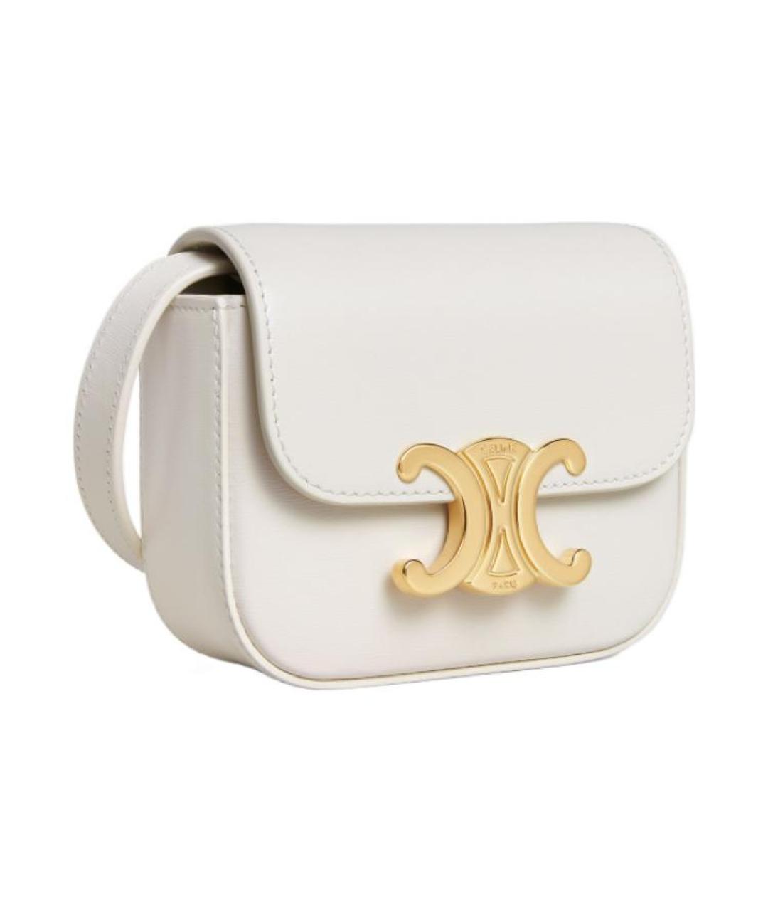 CELINE Белая кожаная сумка через плечо, фото 3