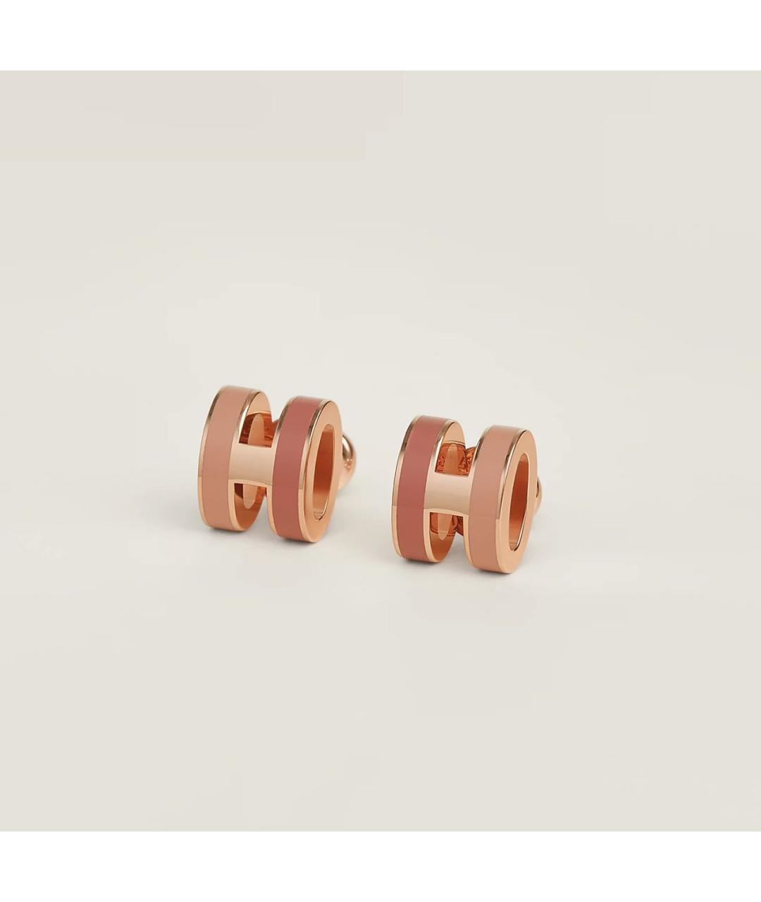 HERMES Розовые металлические серьги, фото 4