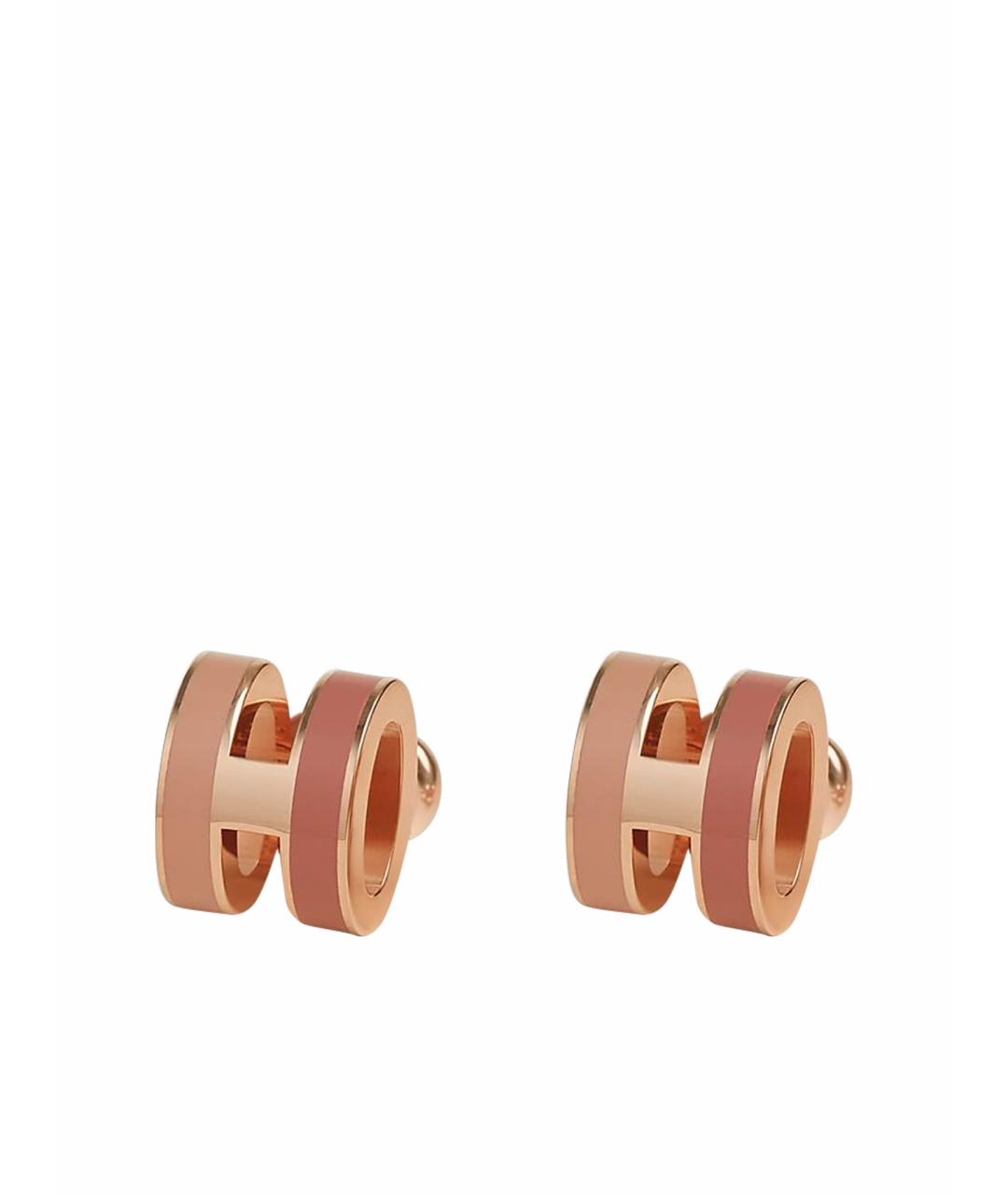 HERMES Розовые металлические серьги, фото 1