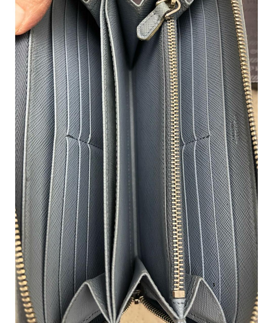 PRADA Серый кожаный кошелек, фото 4