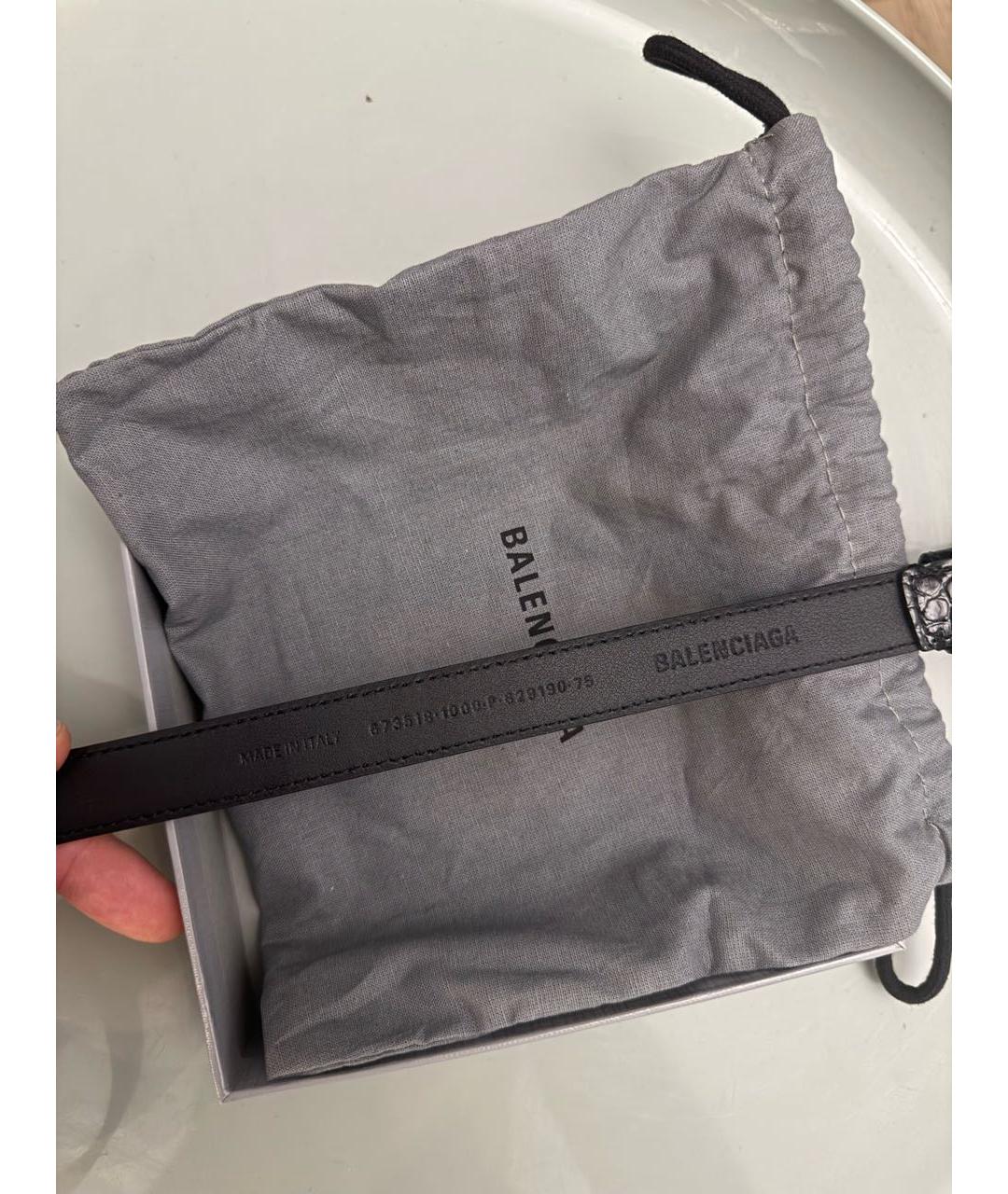 BALENCIAGA Черный кожаный ремень, фото 5