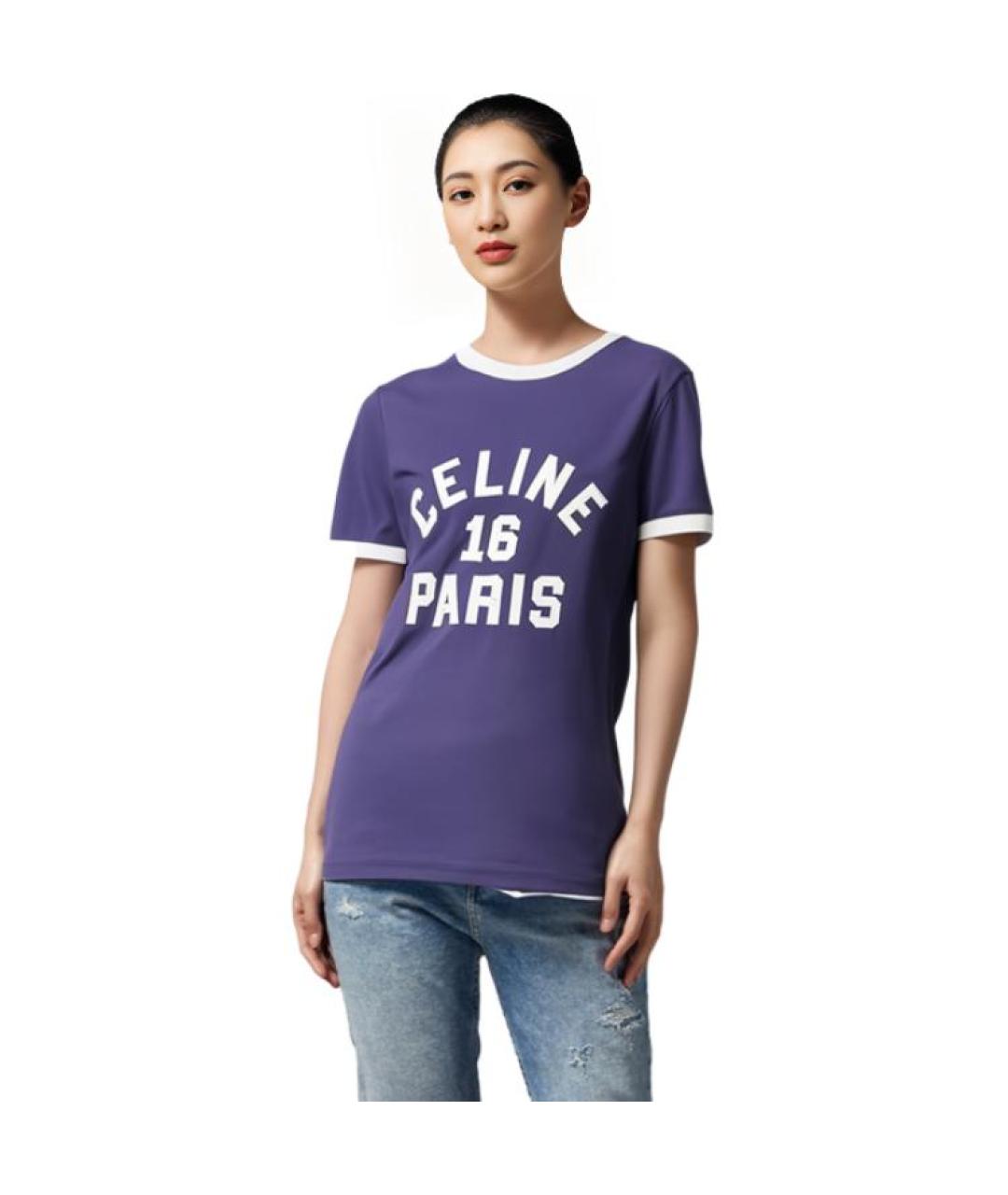 CELINE Фиолетовая хлопковая футболка, фото 7