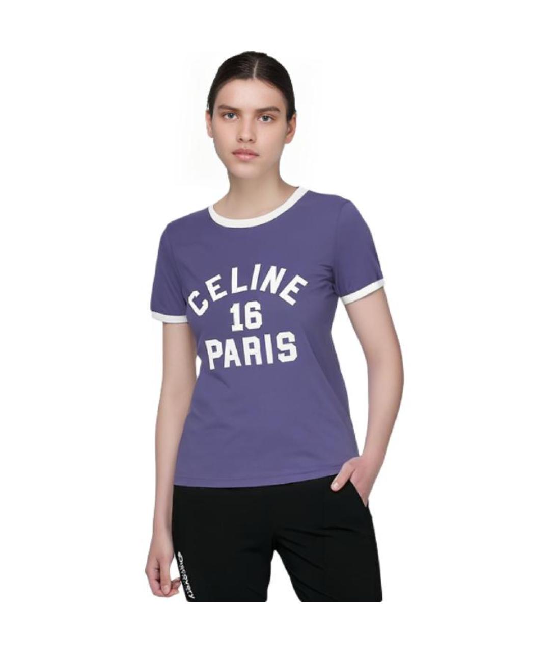 CELINE Фиолетовая хлопковая футболка, фото 6