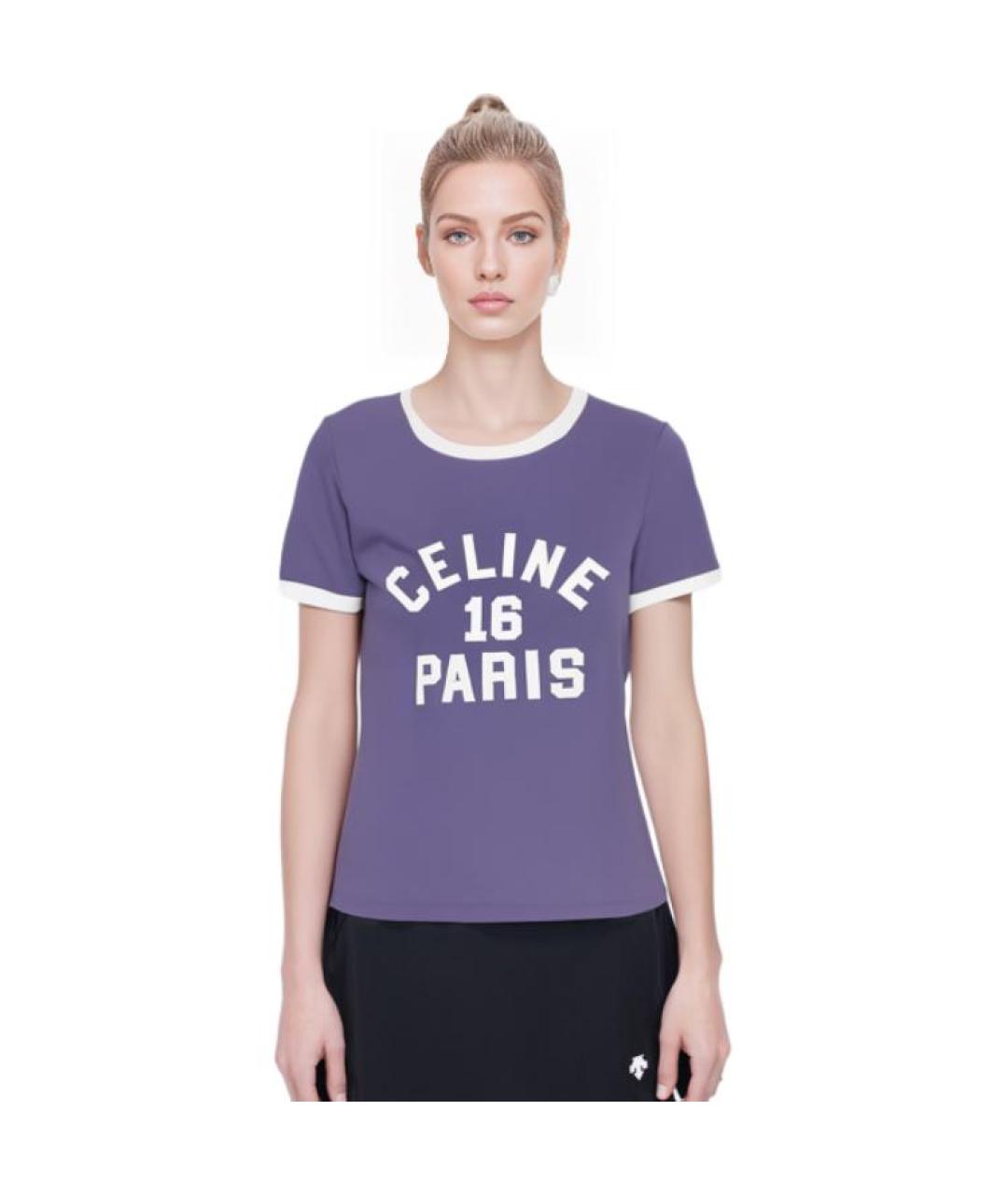 CELINE Фиолетовая хлопковая футболка, фото 3