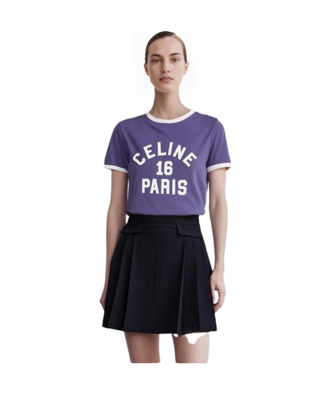 CELINE Фиолетовая хлопковая футболка, фото 4