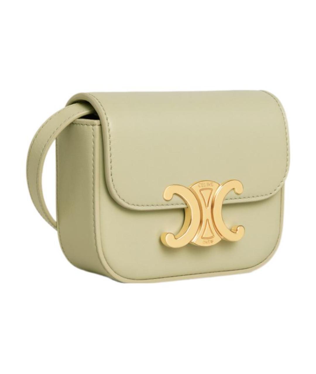 CELINE Салатовая кожаная сумка через плечо, фото 2