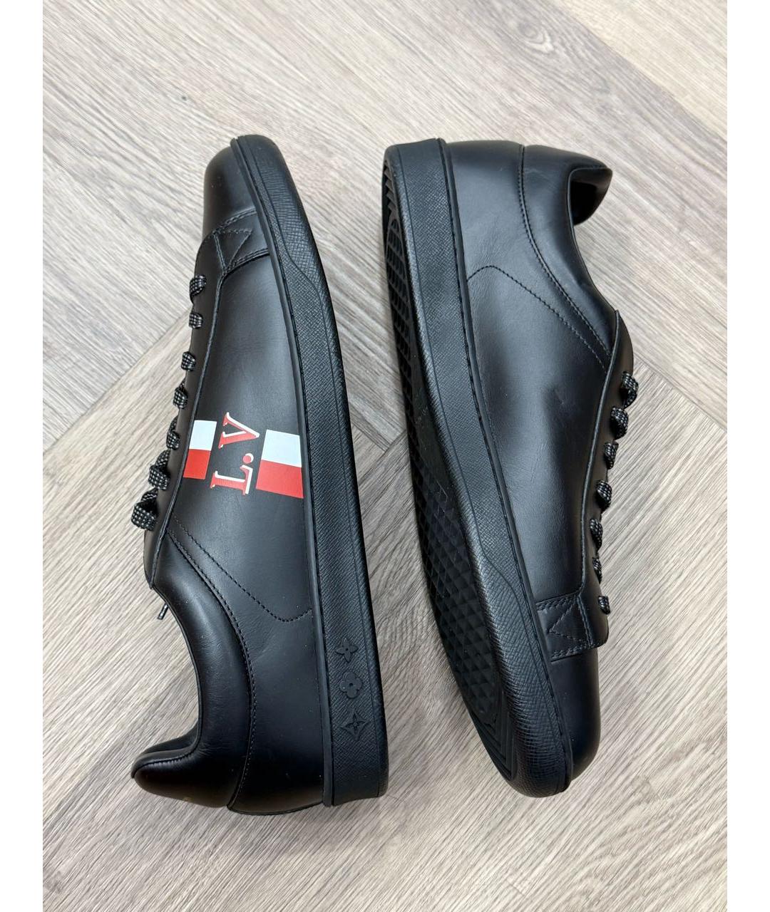 LOUIS VUITTON Черные кожаные низкие кроссовки / кеды, фото 4