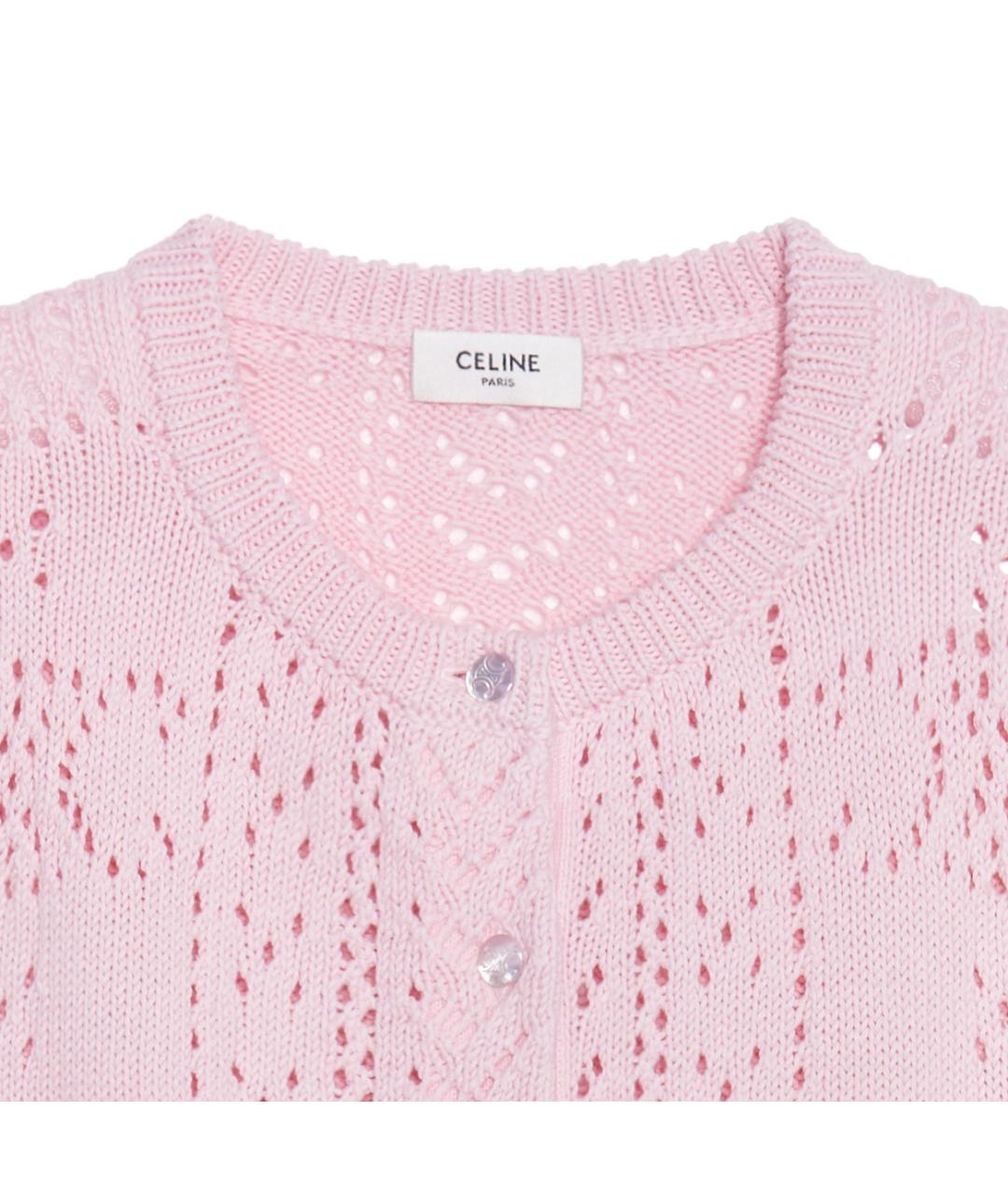 CELINE Розовый хлопковый кардиган, фото 4