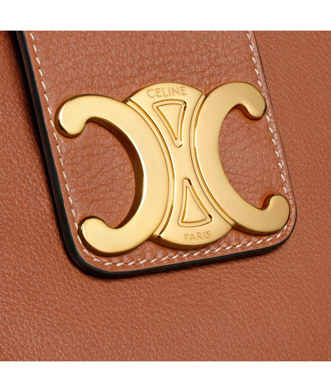 CELINE Коричневая кожаная сумка через плечо, фото 4