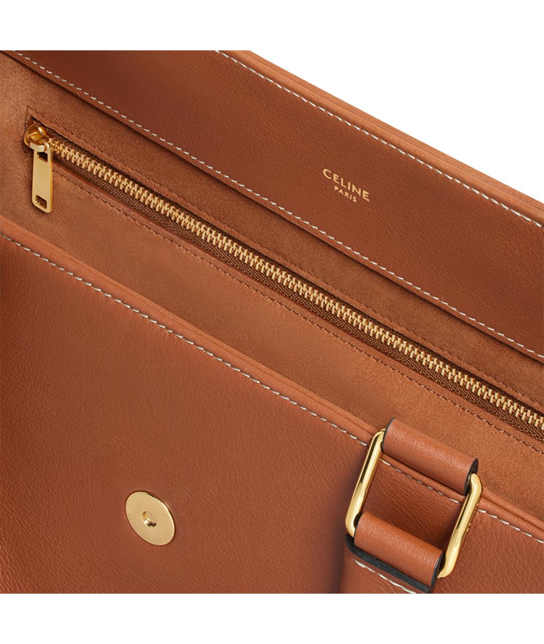 CELINE Коричневая кожаная сумка через плечо, фото 5