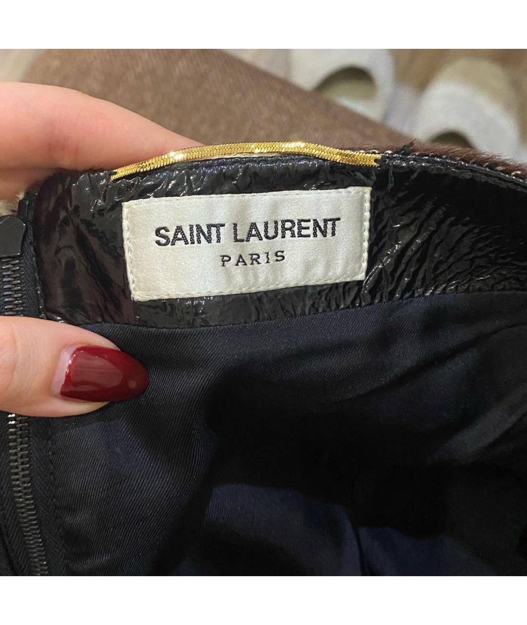 SAINT LAURENT Мульти кожаная юбка миди, фото 5