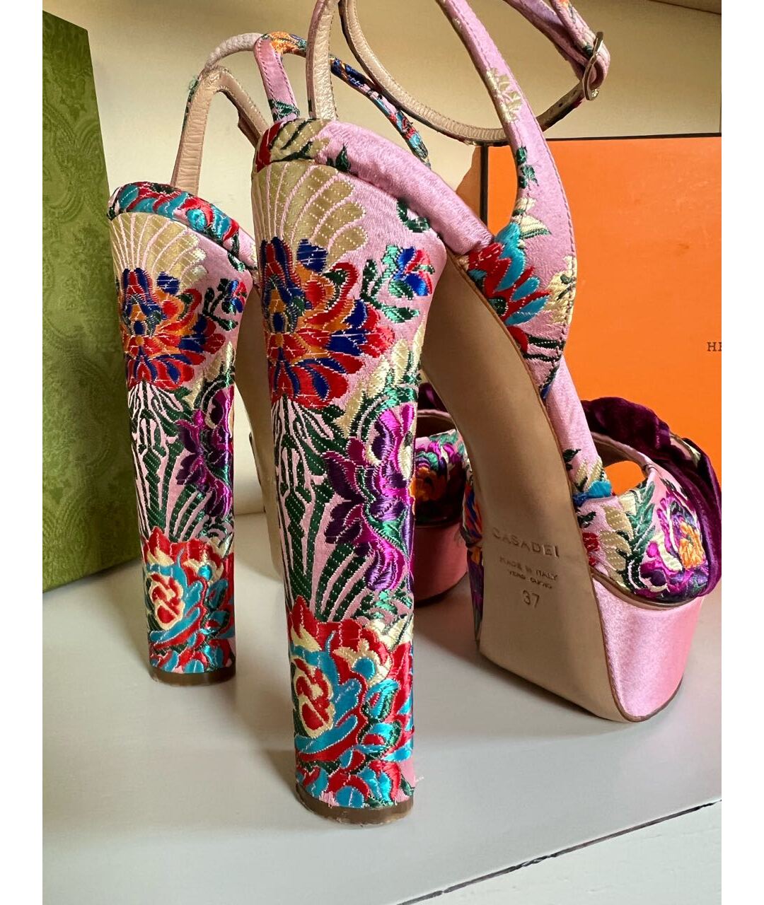 CASADEI Розовые текстильные босоножки, фото 7