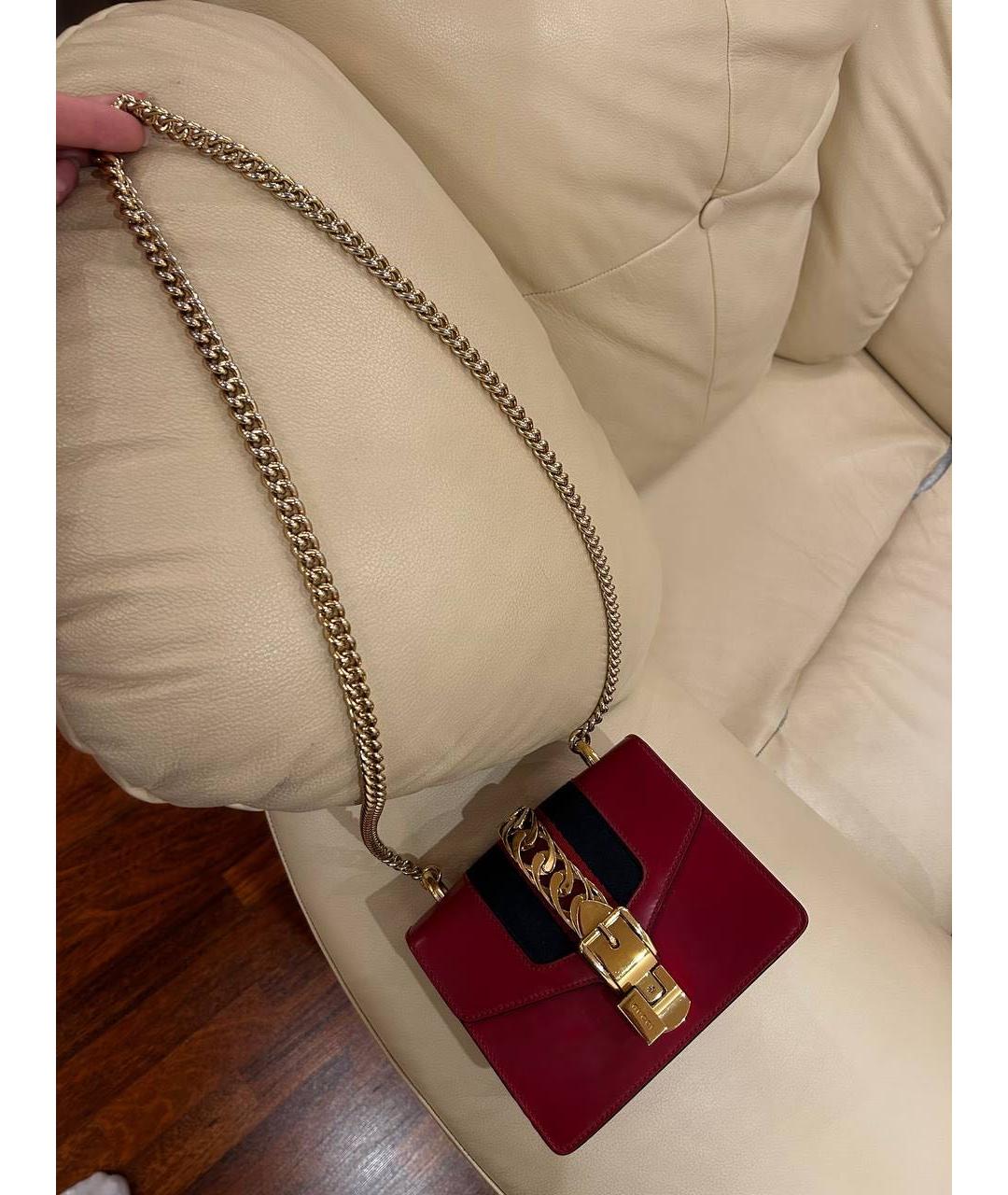 GUCCI Красная кожаная сумка через плечо, фото 4