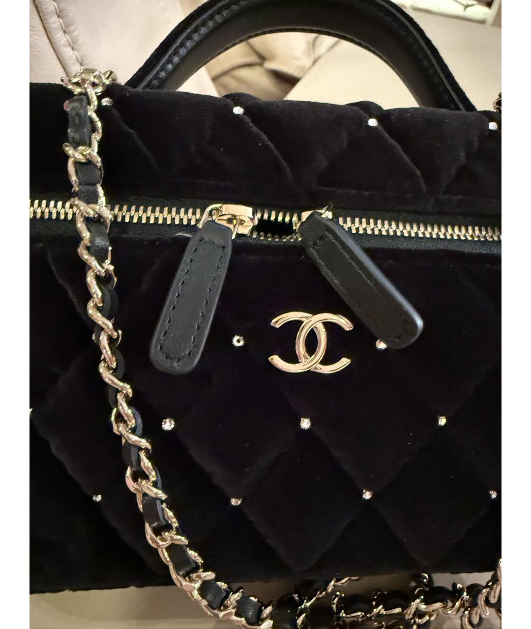 CHANEL Черная бархатная сумка через плечо, фото 3