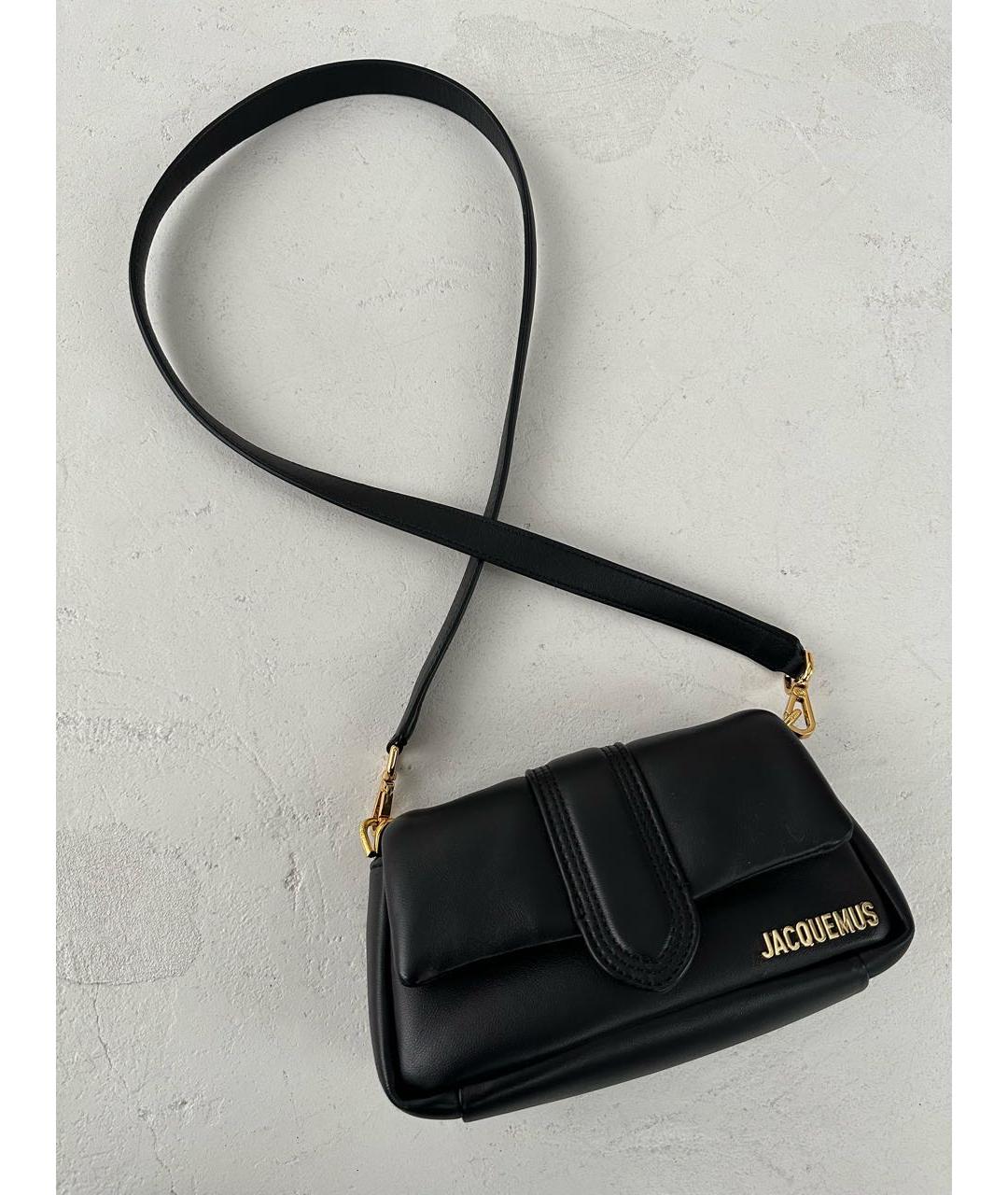 JACQUEMUS Черная кожаная сумка через плечо, фото 5