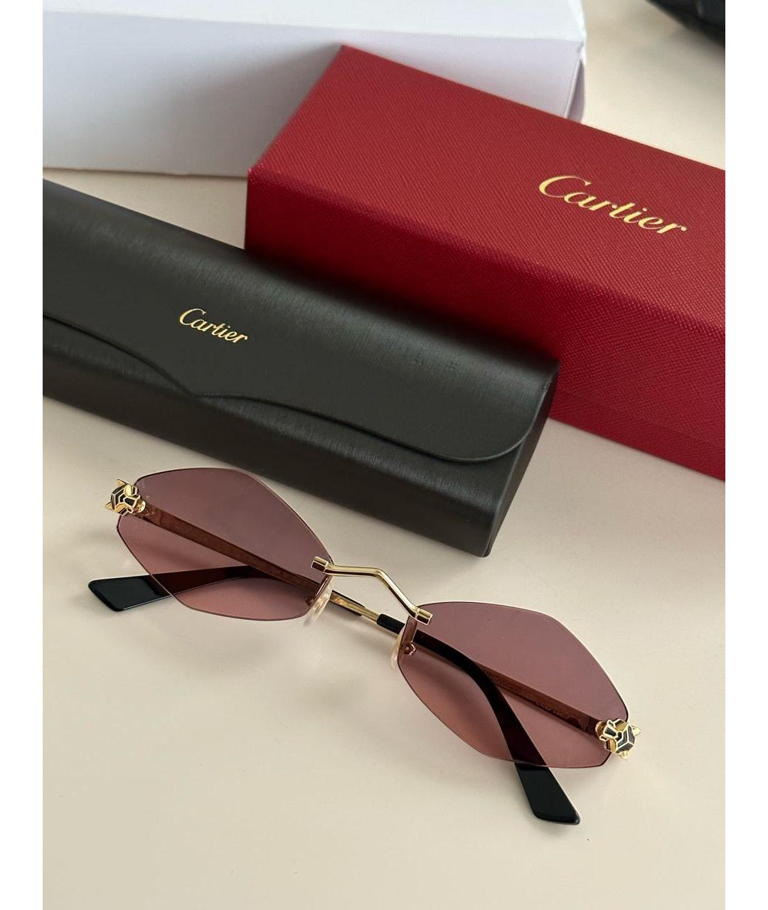 CARTIER Золотые металлические солнцезащитные очки, фото 7