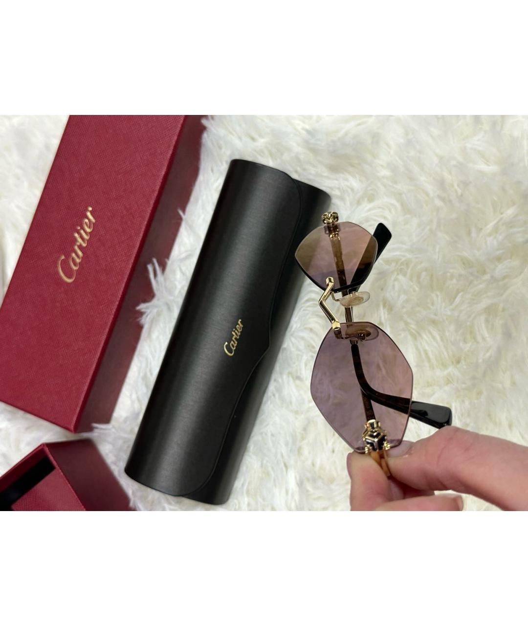 CARTIER Золотые металлические солнцезащитные очки, фото 2