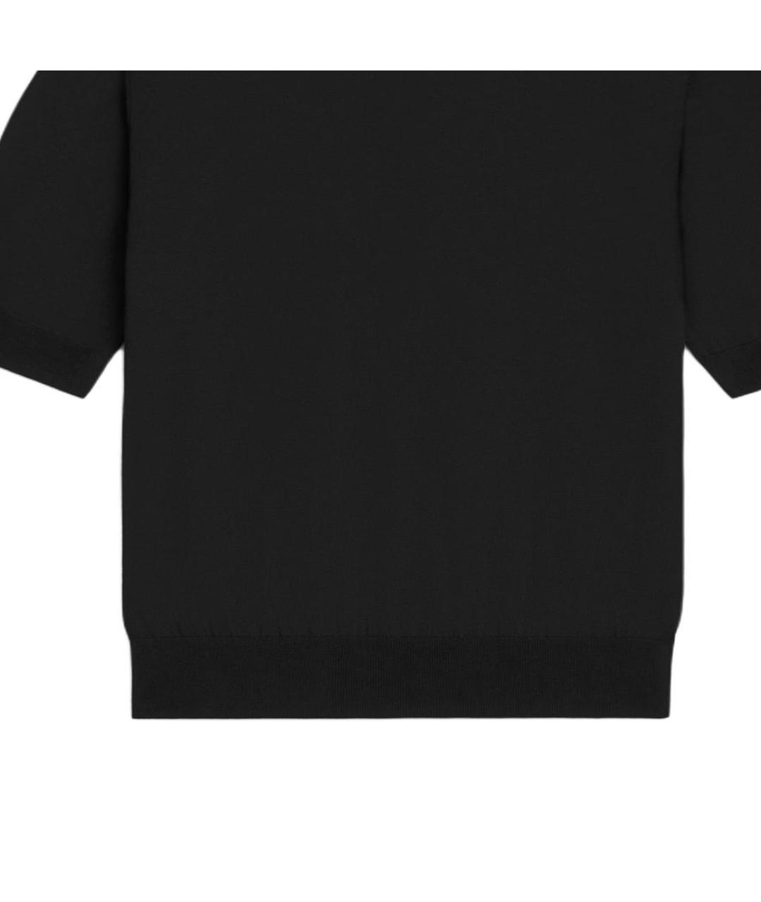 CELINE Черное хлопковое поло с коротким рукавом, фото 8