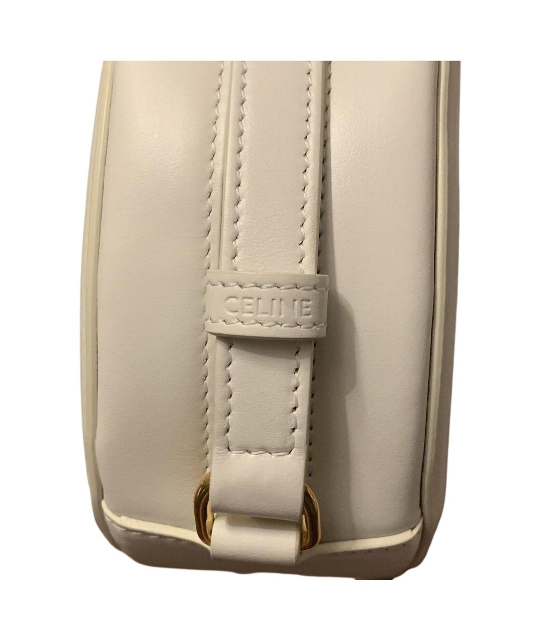 CELINE Белая кожаная сумка через плечо, фото 6