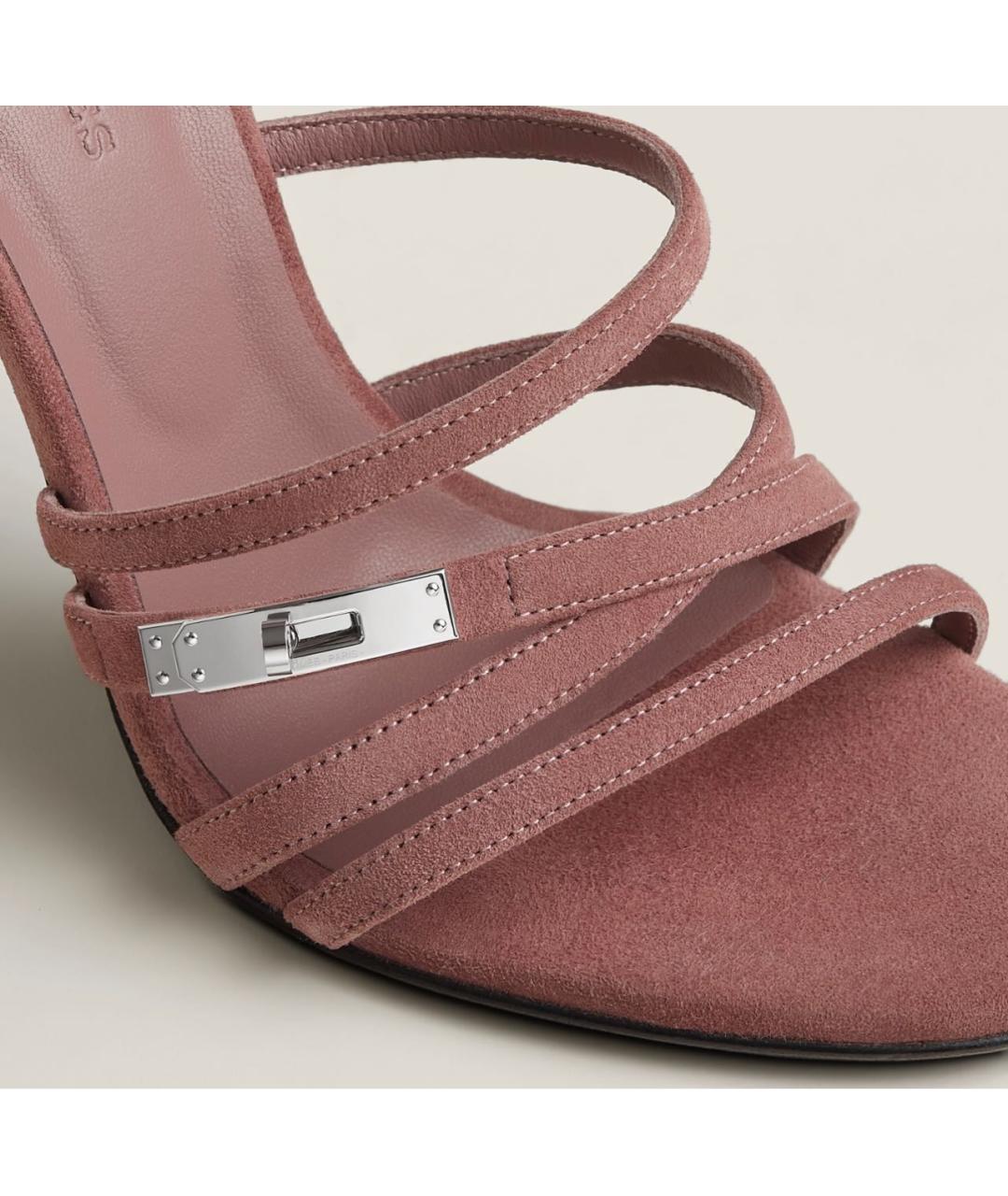 HERMES Розовые замшевые босоножки, фото 5