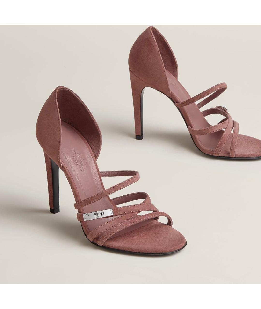 HERMES Розовые замшевые босоножки, фото 3