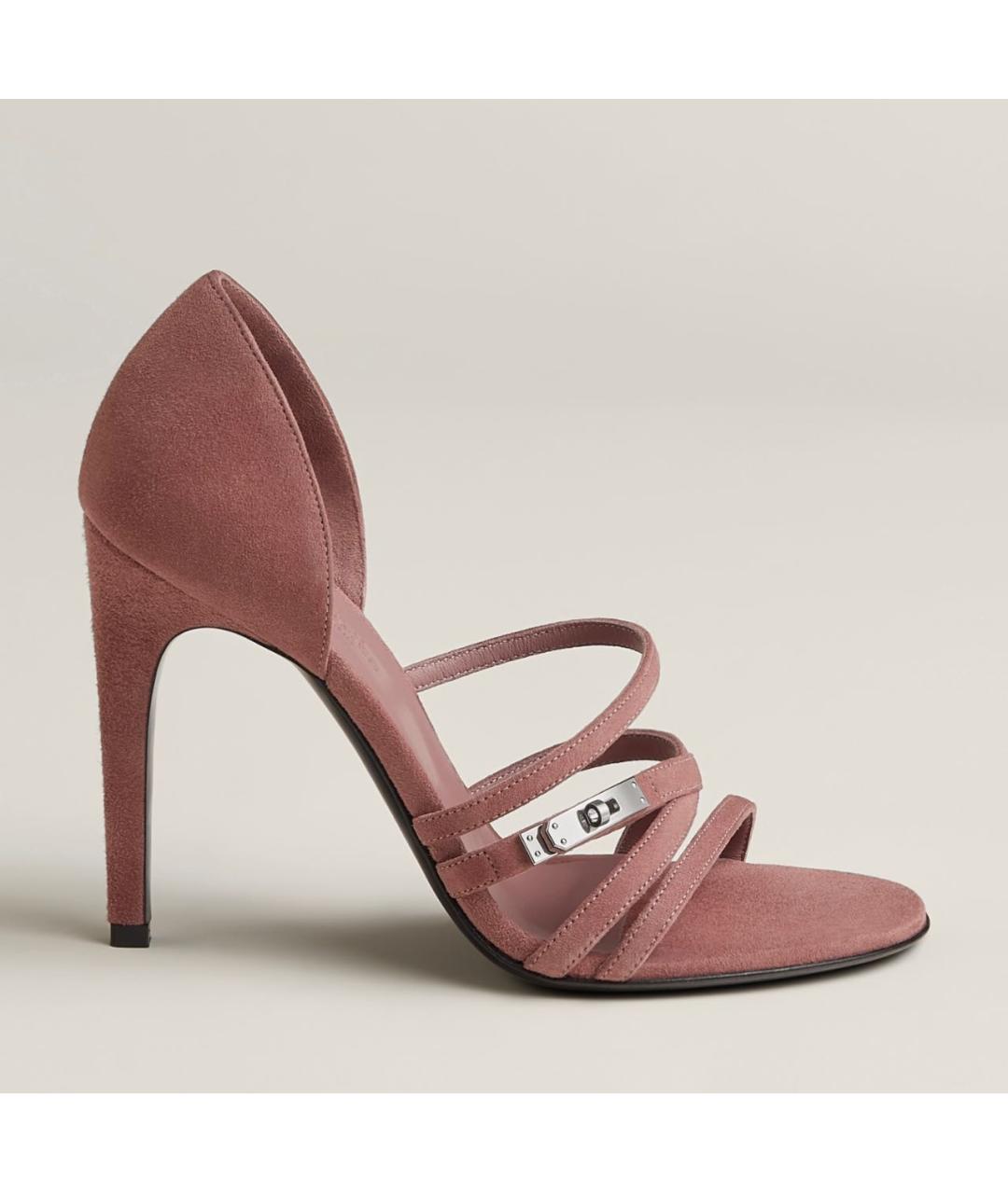 HERMES Розовые замшевые босоножки, фото 6