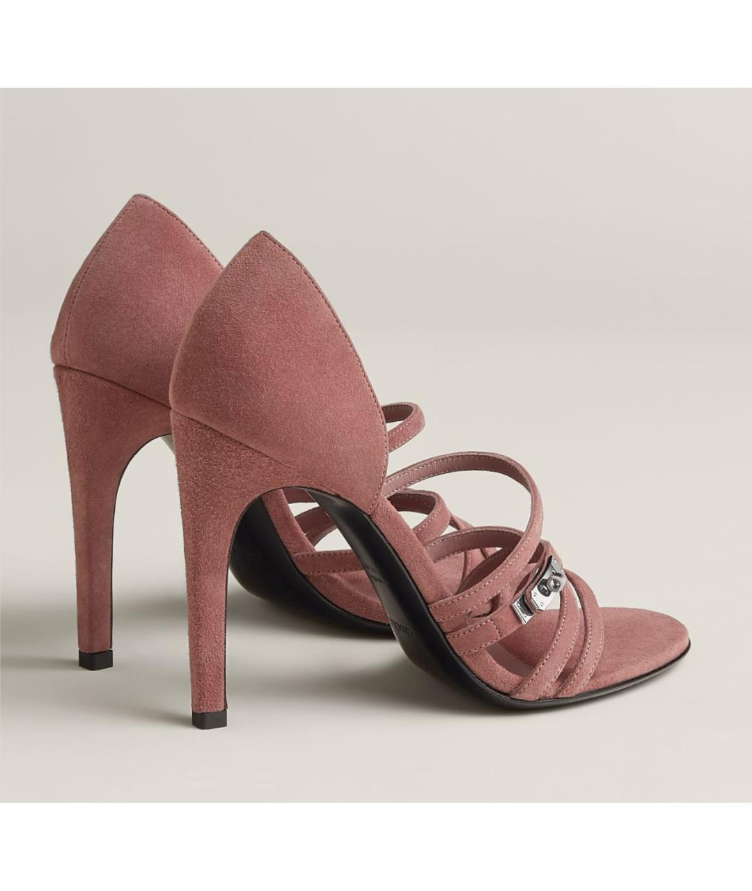 HERMES Розовые замшевые босоножки, фото 4