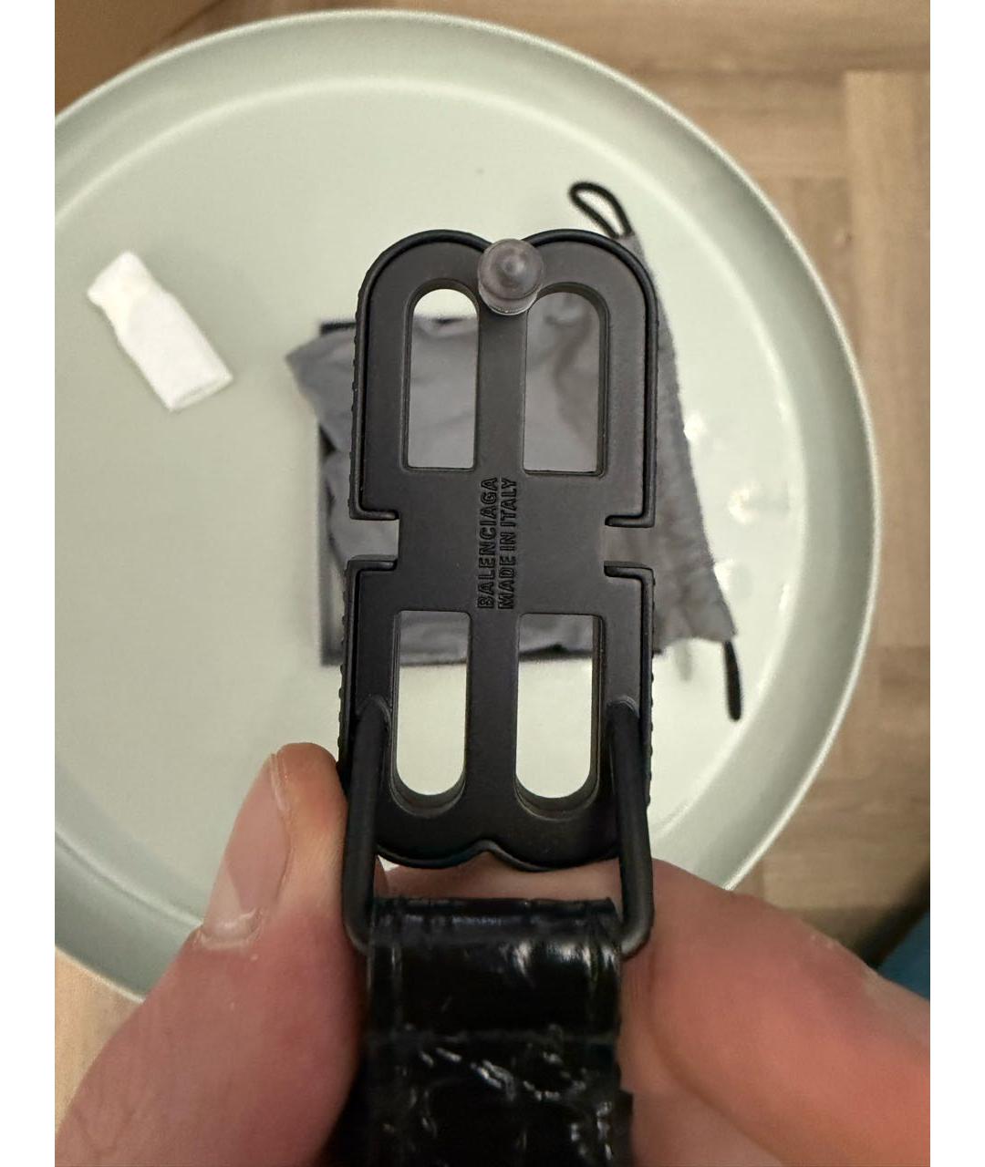 BALENCIAGA Черный кожаный ремень, фото 4