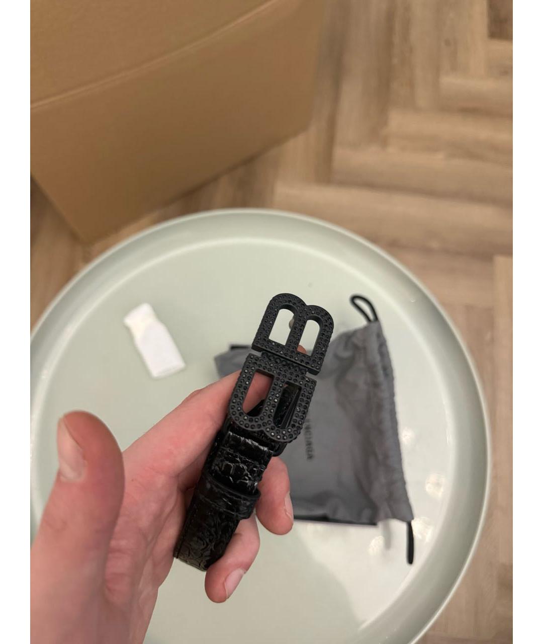 BALENCIAGA Черный кожаный ремень, фото 6