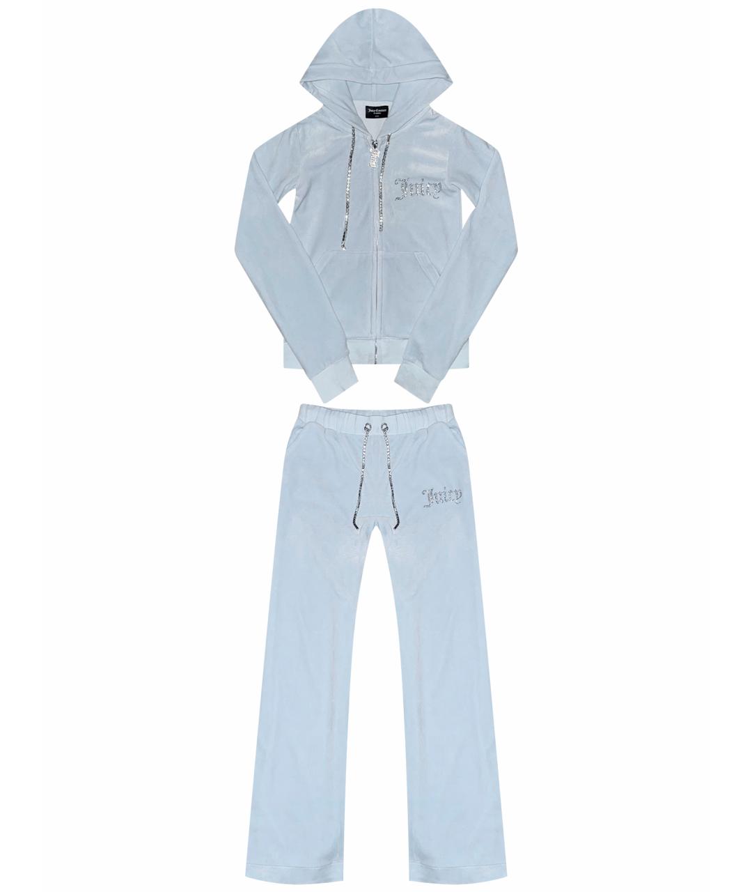 JUICY COUTURE Голубой велюровый костюм с брюками, фото 1