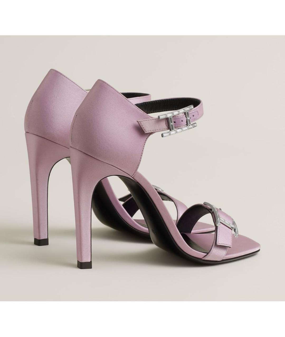 HERMES Розовые текстильные босоножки, фото 4