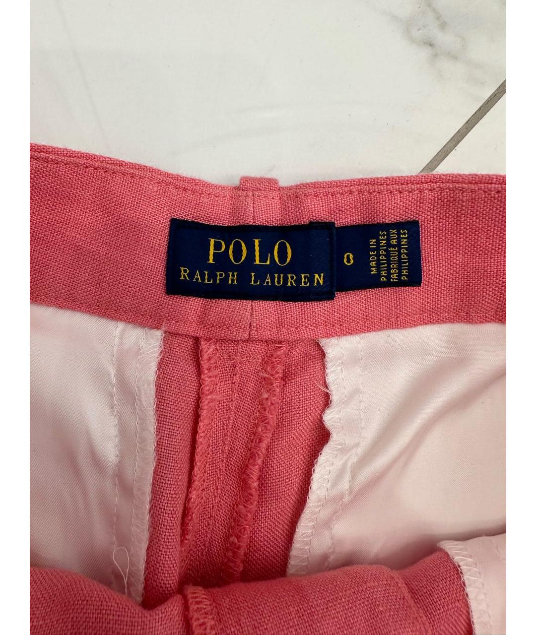POLO RALPH LAUREN Коралловые льняные шорты, фото 3