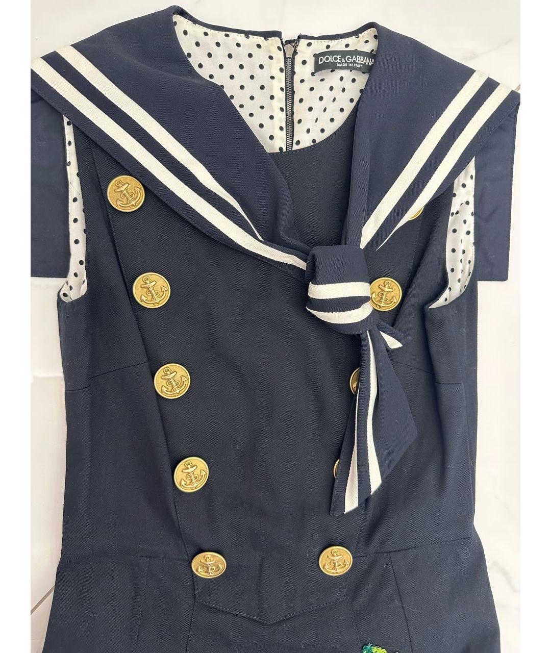 DOLCE&GABBANA Темно-синее коктейльное платье, фото 3