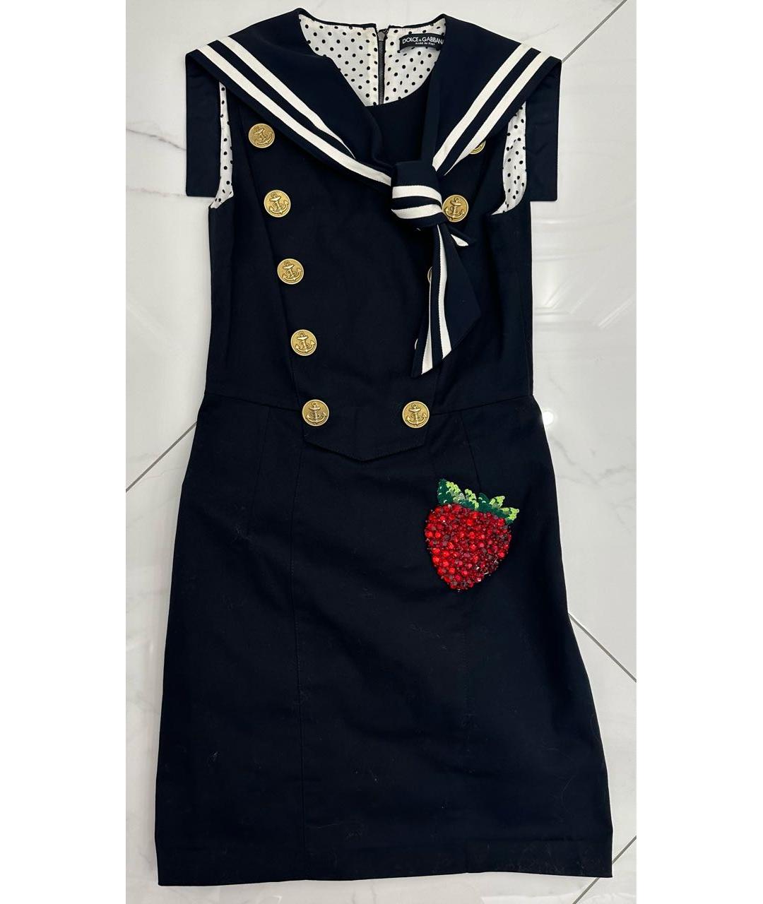 DOLCE&GABBANA Темно-синее коктейльное платье, фото 6