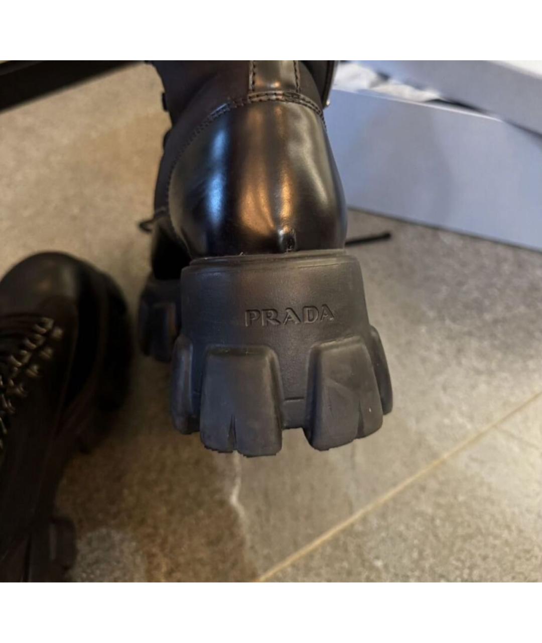 PRADA Черные кожаные ботинки, фото 4
