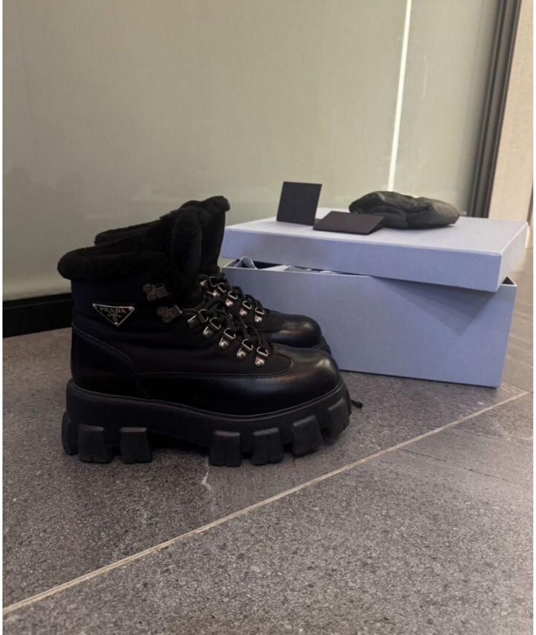 PRADA Черные кожаные ботинки, фото 2