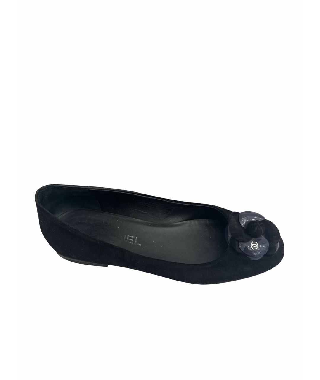 CHANEL Темно-синие замшевые балетки, фото 1