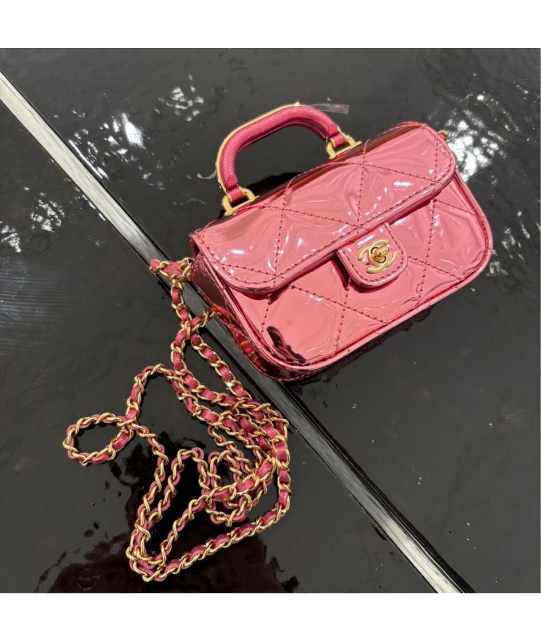 CHANEL Розовая кожаная сумка через плечо, фото 2