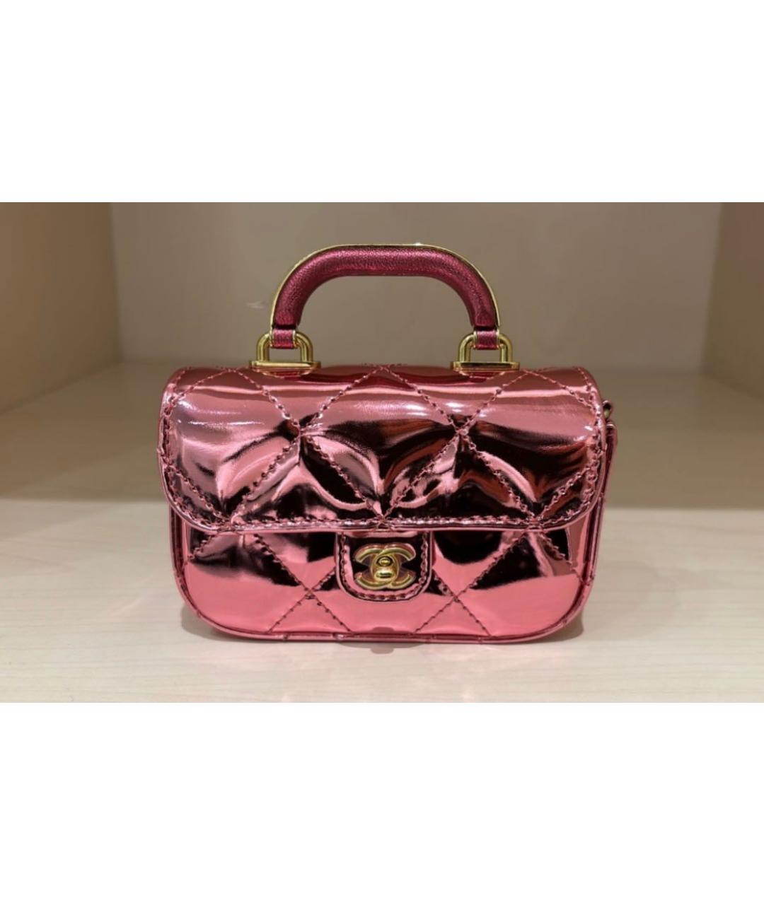 CHANEL Розовая кожаная сумка через плечо, фото 3