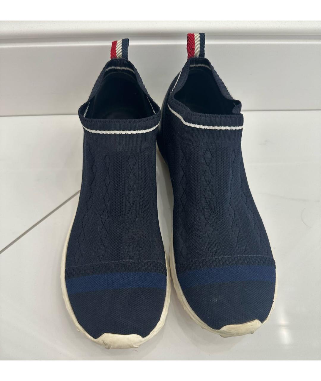 MONCLER Темно-синие текстильные кроссовки, фото 2