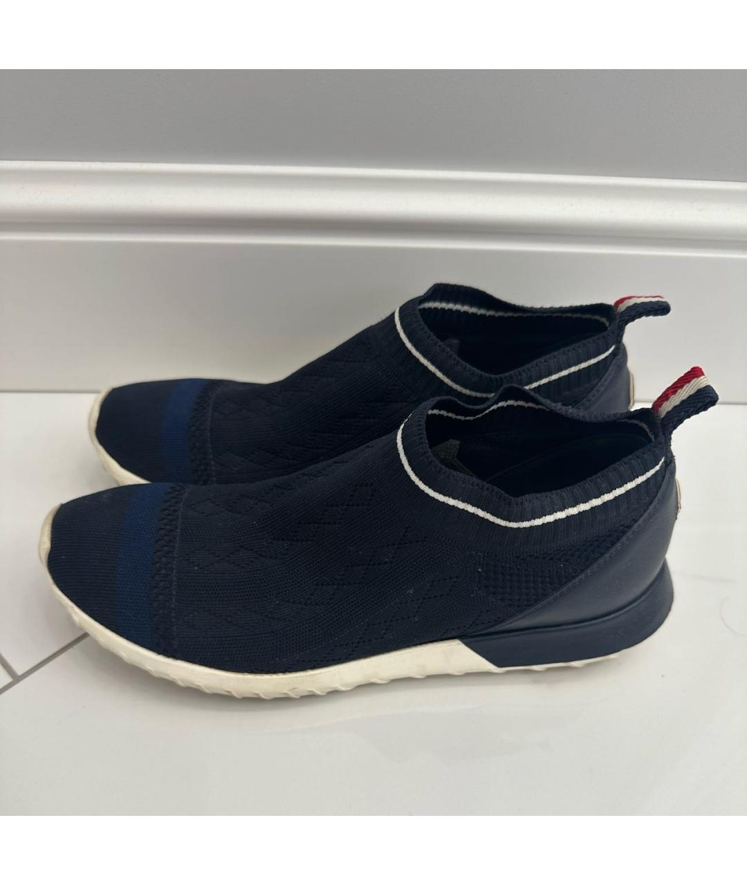 MONCLER Темно-синие текстильные кроссовки, фото 3