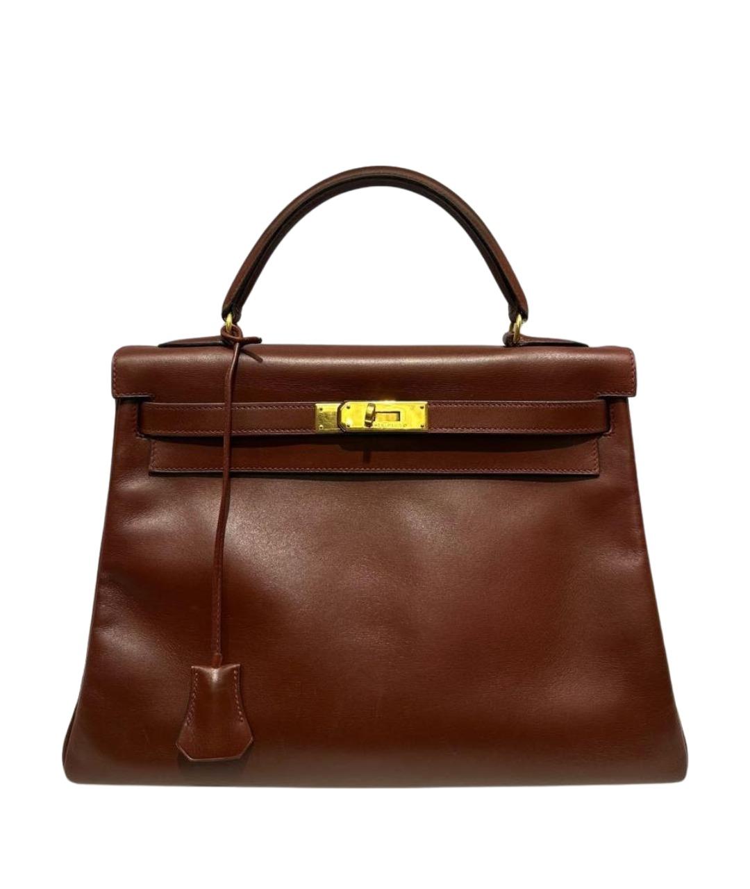 HERMES Бордовая кожаная сумка с короткими ручками, фото 1