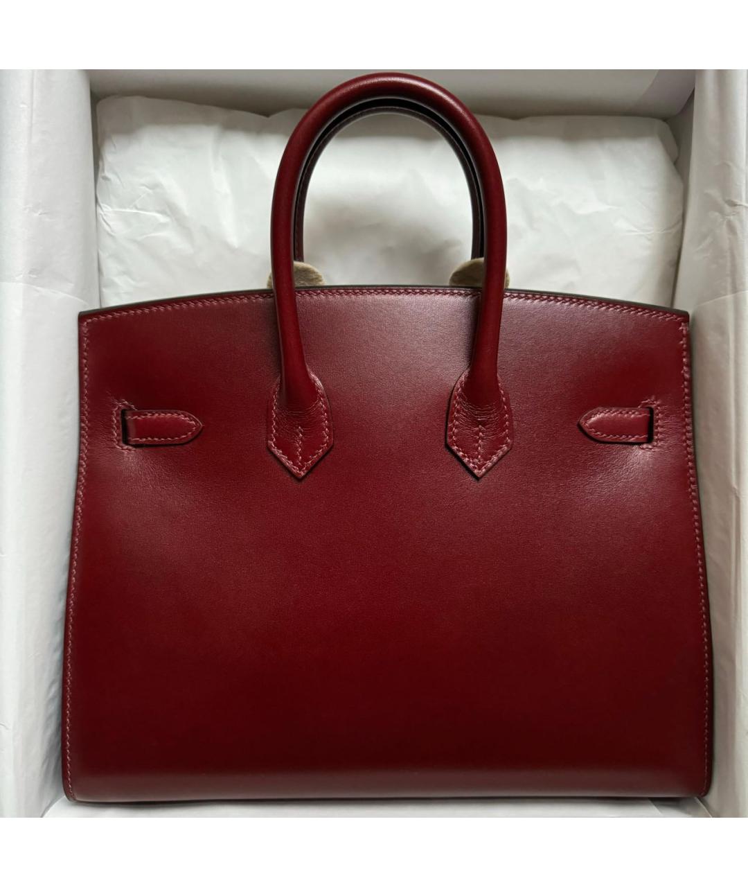 HERMES Бордовая кожаная сумка с короткими ручками, фото 3