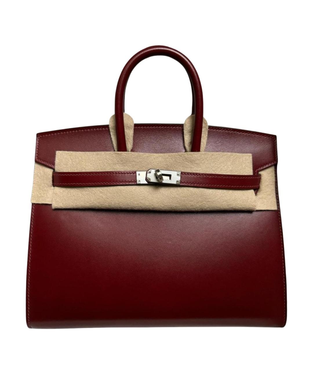 HERMES Бордовая кожаная сумка с короткими ручками, фото 1
