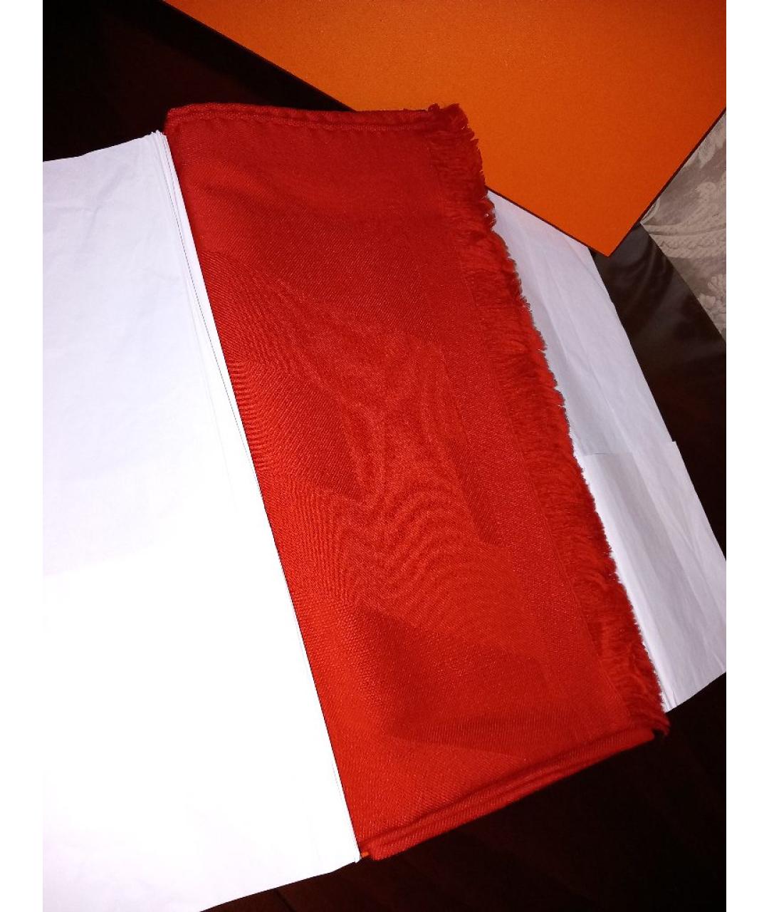 HERMES Коралловый кашемировый платок, фото 2