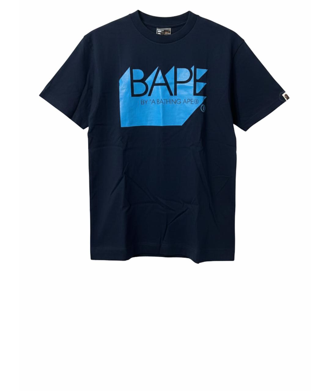 A BATHING APE Темно-синяя хлопковая футболка, фото 1