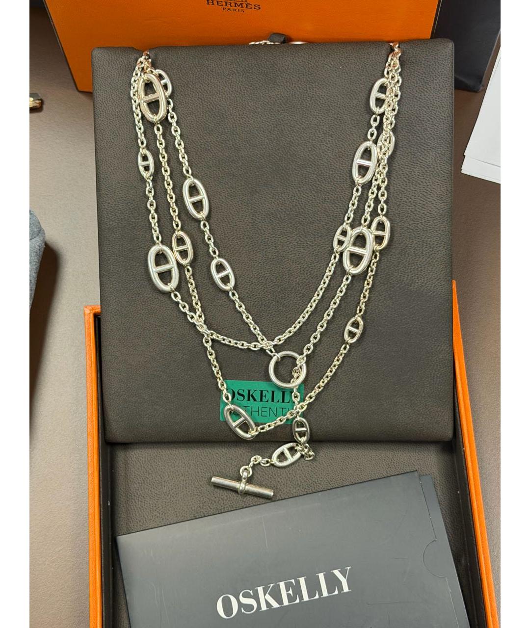 HERMES Серебряное серебряное колье, фото 5