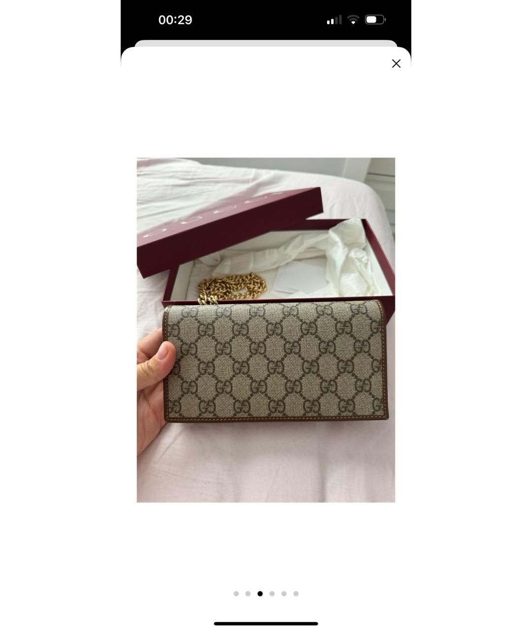 GUCCI Коричневая кожаная сумка через плечо, фото 3